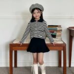 Stripe Cardigan Skirt Set