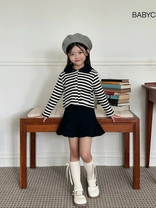 Stripe Cardigan Skirt Set