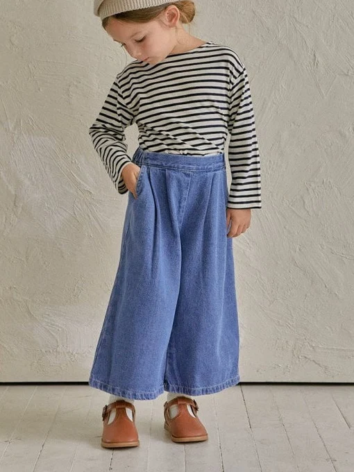 Denim Pintuck Pants