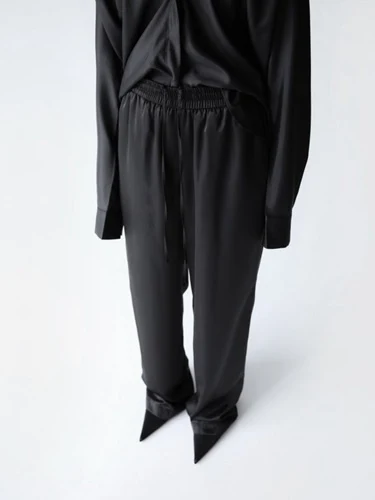 Satin Bandidng Wide Pants