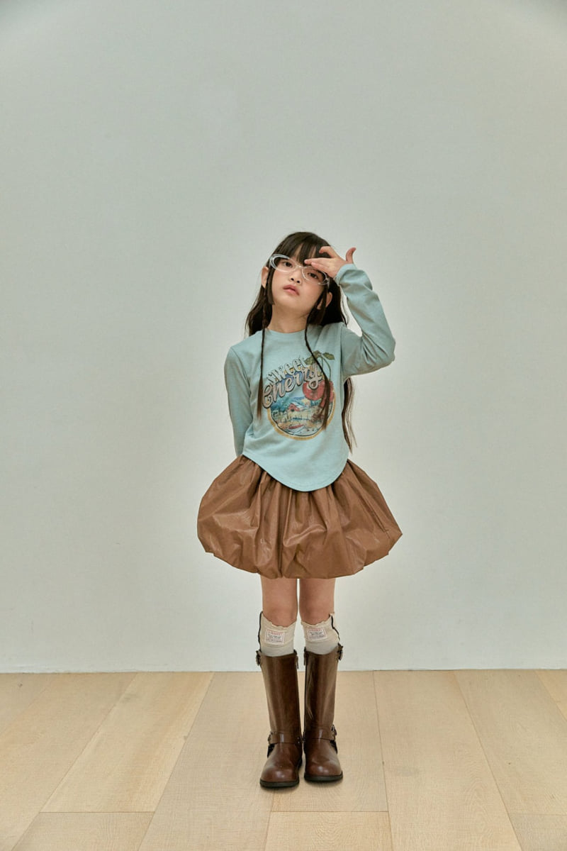 A-Market - Korean Children Fashion - #childrensboutique - Leather Balloon Skirt - 3