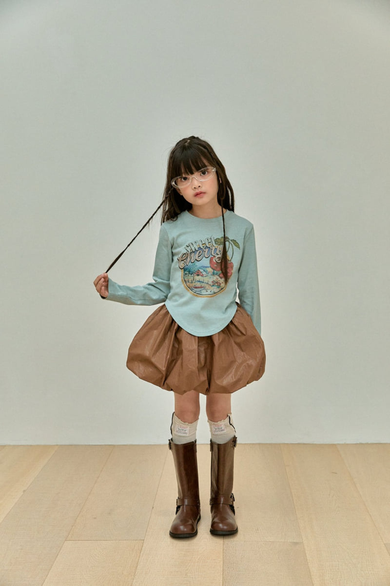 A-Market - Korean Children Fashion - #childrensboutique - Leather Balloon Skirt - 4