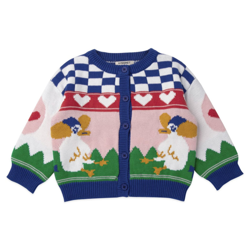 A-Market - Korean Children Fashion - #discoveringself - Chess Duck Cardigan