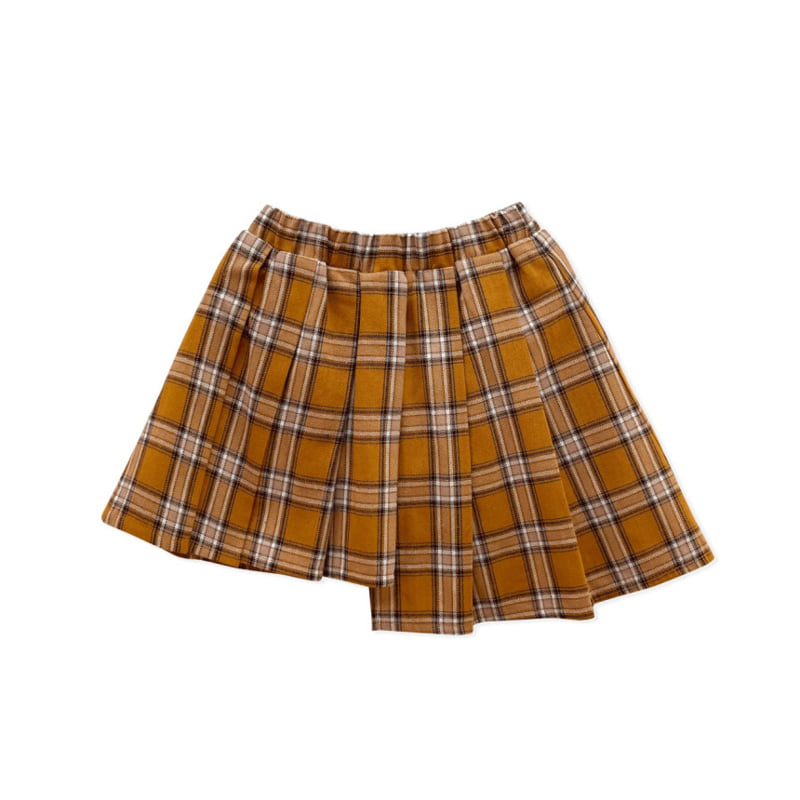 A-Market - Korean Children Fashion - #kidzfashiontrend - Unbalance Check Skirt