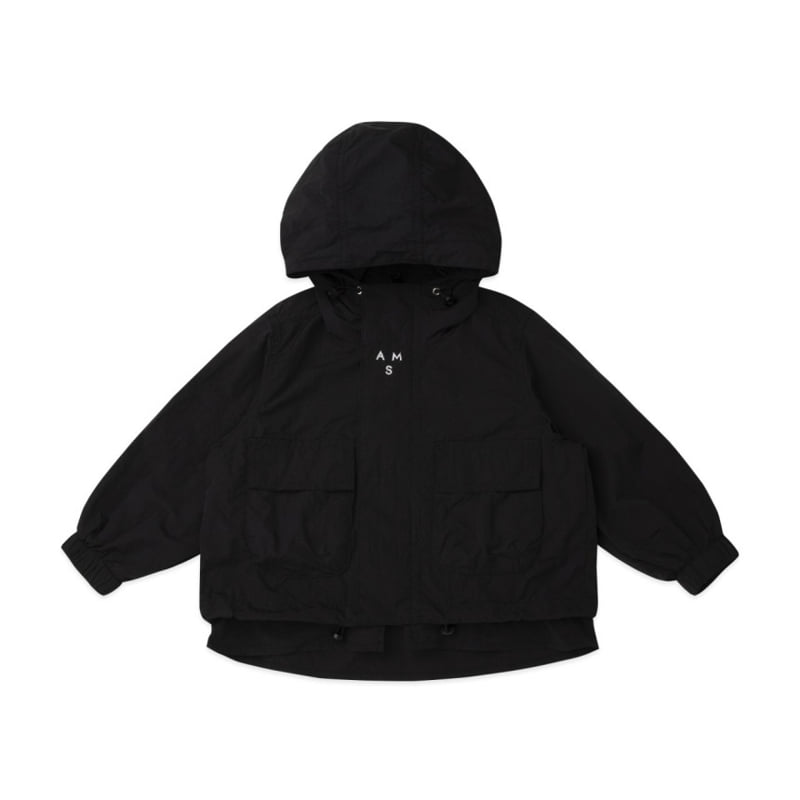 A-Market - Korean Children Fashion - #littlefashionista - Black Hood Windbreaker