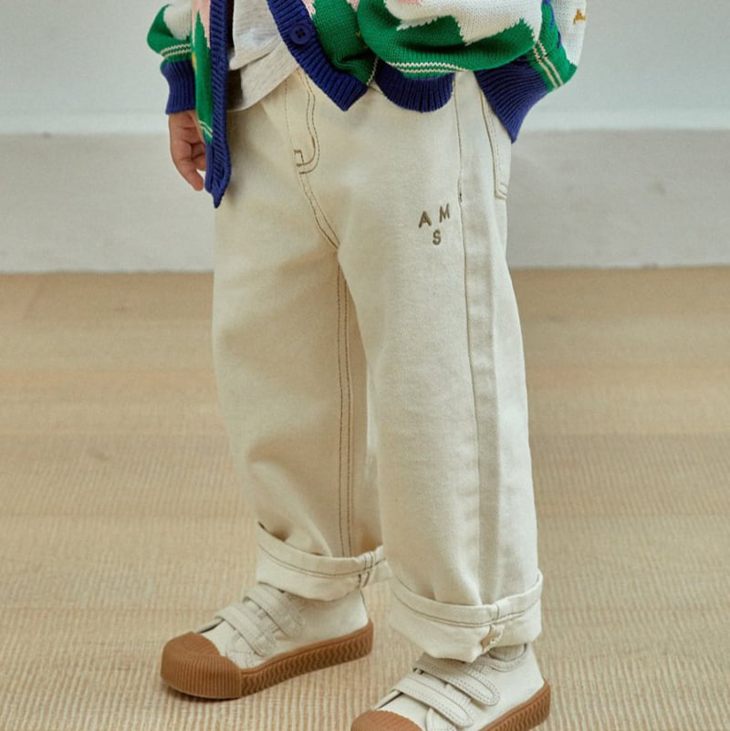 A-Market - Korean Children Fashion - #todddlerfashion - Stitch Cotton Pants - 2