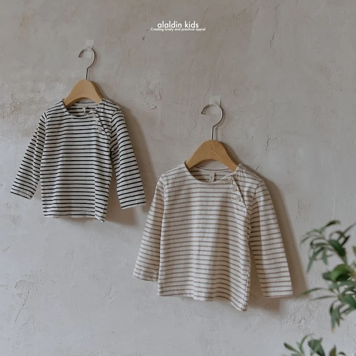 Aladin - Korean Baby Fashion - #babyboutiqueclothing - Button Stripe Tee - 3