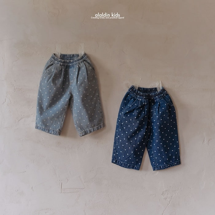 Aladin - Korean Baby Fashion - #babylifestyle - Heart Pintuck Denim Pants