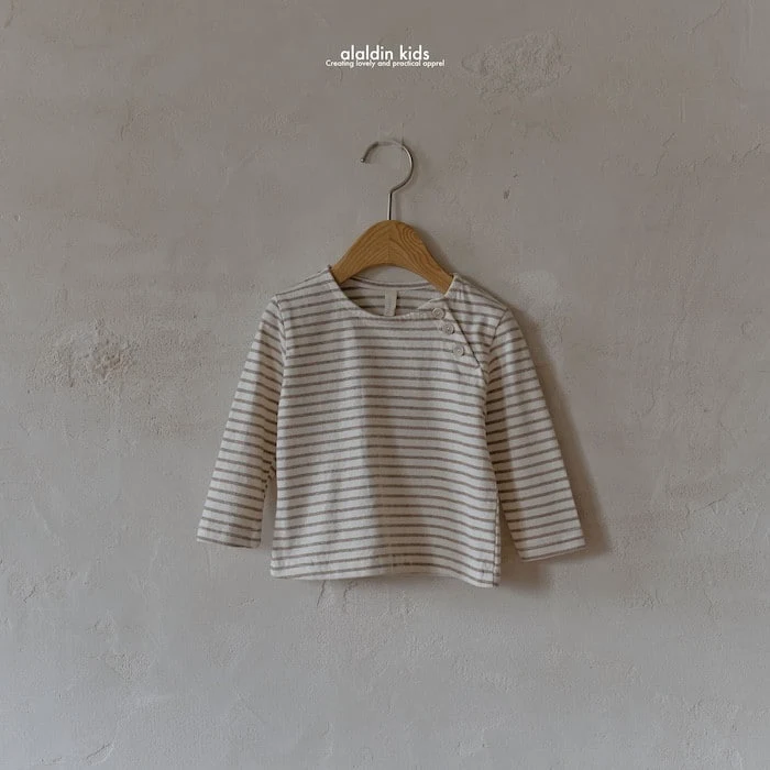 Aladin - Korean Baby Fashion - #babyoninstagram - Button Stripe Tee - 9