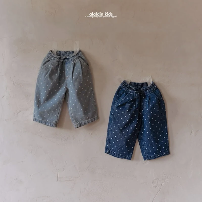 Aladin - Korean Baby Fashion - #onlinebabyshop - Heart Pintuck Denim Pants - 8