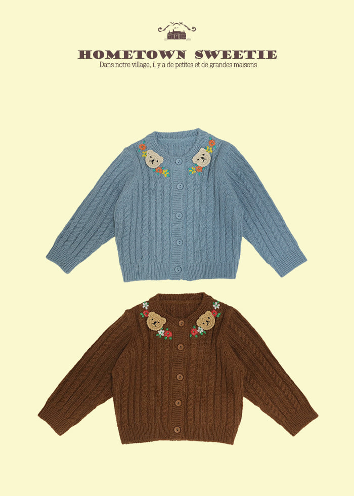 Amber - Korean Children Fashion - #childofig - Talk Bear Twist Knit Cardigan