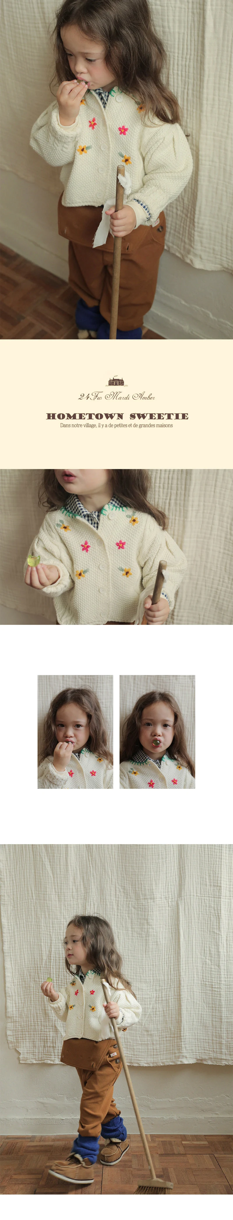 Amber - Korean Children Fashion - #kidzfashiontrend - Falling Flower Knit Cardigan - 2