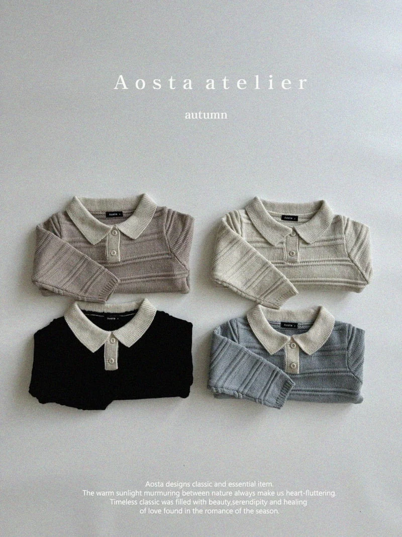 Aosta - Korean Children Fashion - #discoveringself - Knit Collar Tee - 2