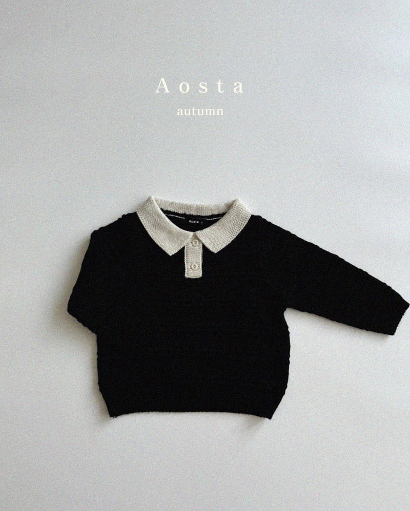 Aosta - Korean Children Fashion - #fashionkids - Knit Collar Tee - 3