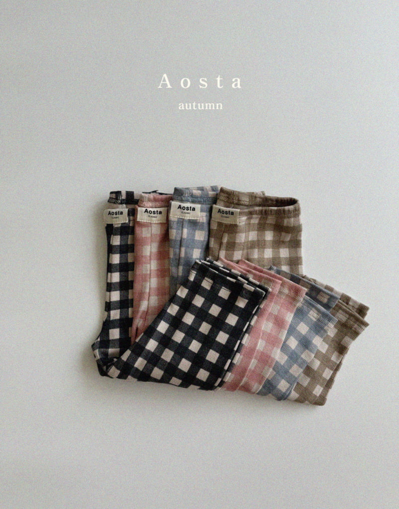 Aosta - Korean Children Fashion - #fashionkids - Check Leggings - 2