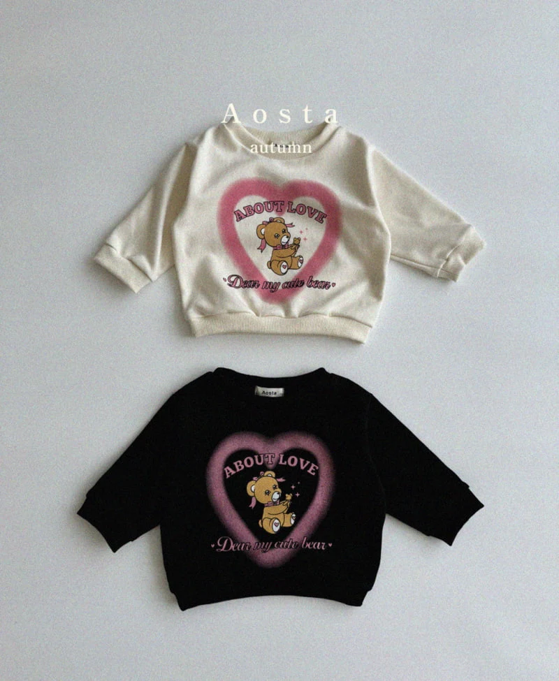 Aosta - Korean Children Fashion - #kidsshorts - Heart Bear Sweatshirts - 2