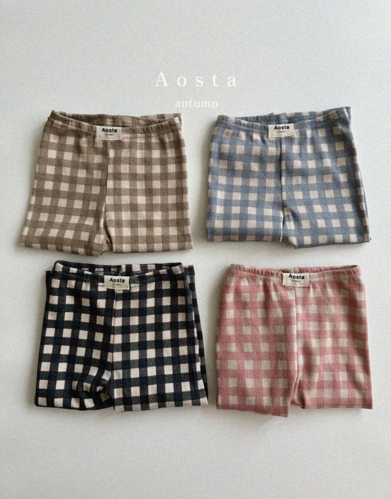 Aosta - Korean Children Fashion - #prettylittlegirls - Check Leggings - 10