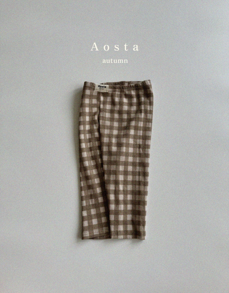 Aosta - Korean Children Fashion - #toddlerclothing - Check Leggings - 12