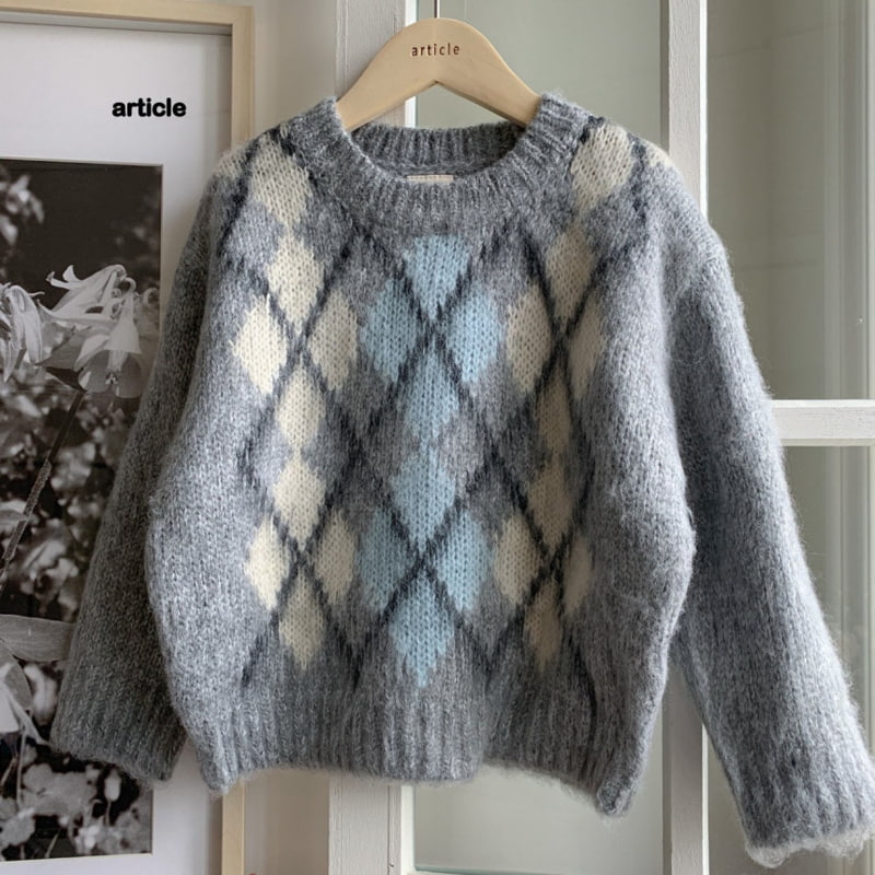 Article - Korean Children Fashion - #fashionkids - Argyle Brush Knit Pullover - 3