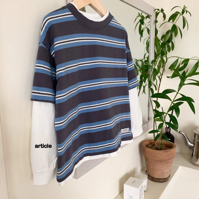 Article - Korean Children Fashion - #todddlerfashion - Layered Stripe Tee - 3