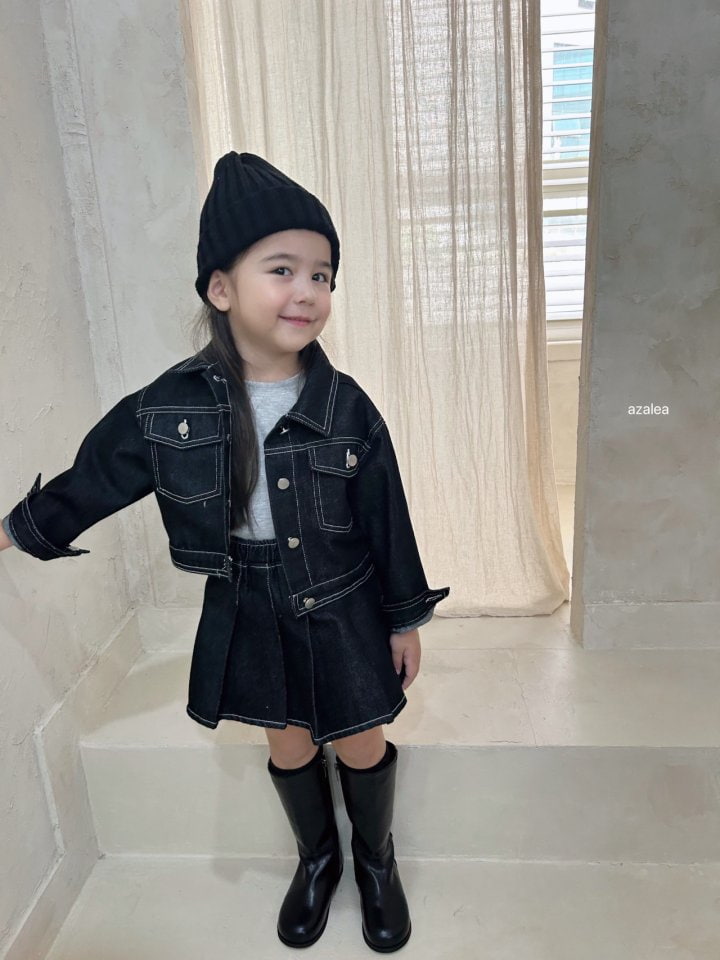 Azalea - Korean Children Fashion - #fashionkids - Stitch Denim Jacket - 6