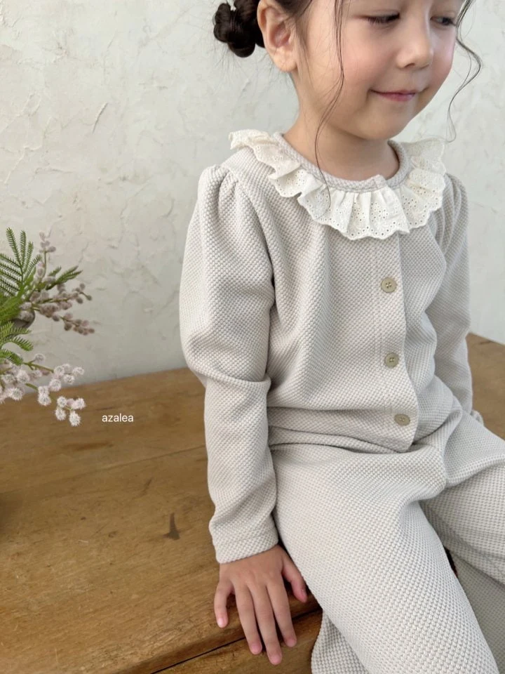 Azalea - Korean Children Fashion - #kidzfashiontrend - Embo Cardigan Set-up - 3