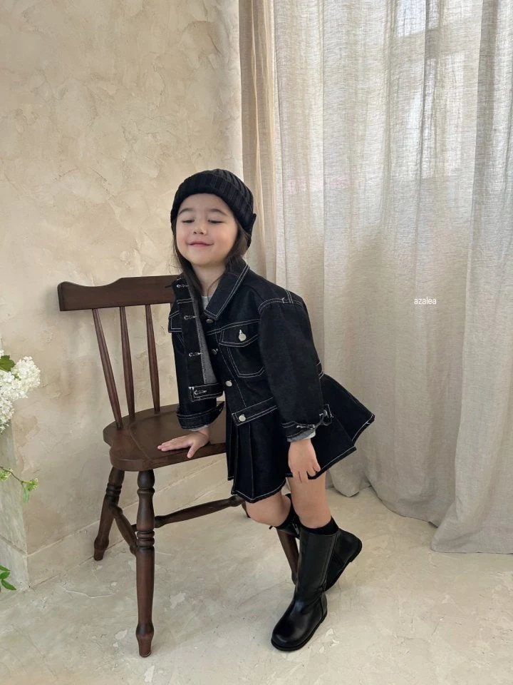 Azalea - Korean Children Fashion - #littlefashionista - Stitch Denim Skirt - 3