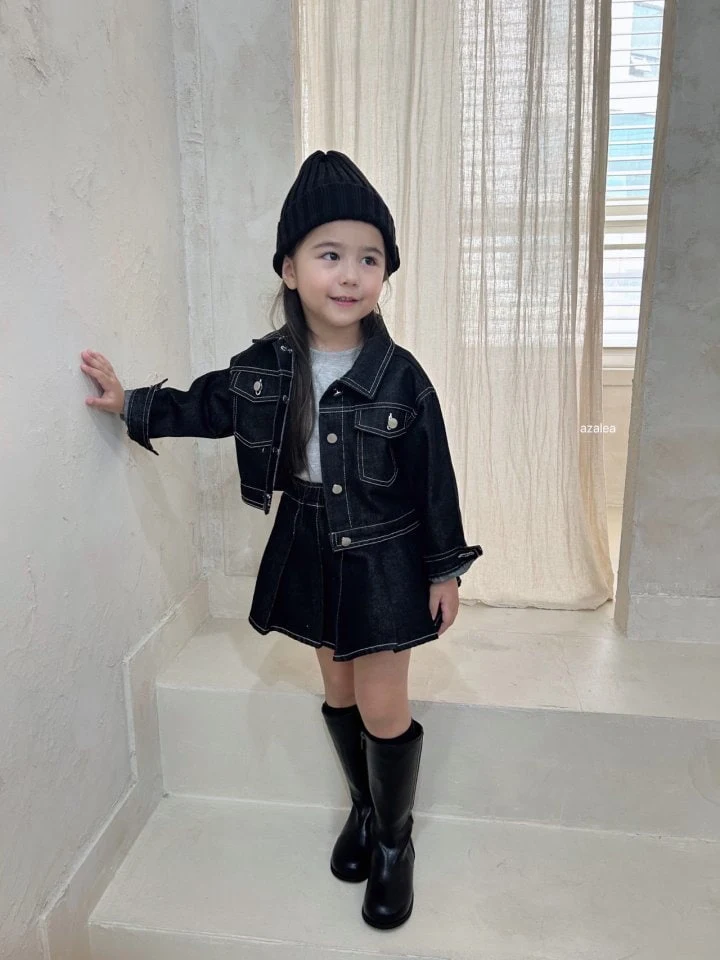 Azalea - Korean Children Fashion - #minifashionista - Stitch Denim Skirt - 5