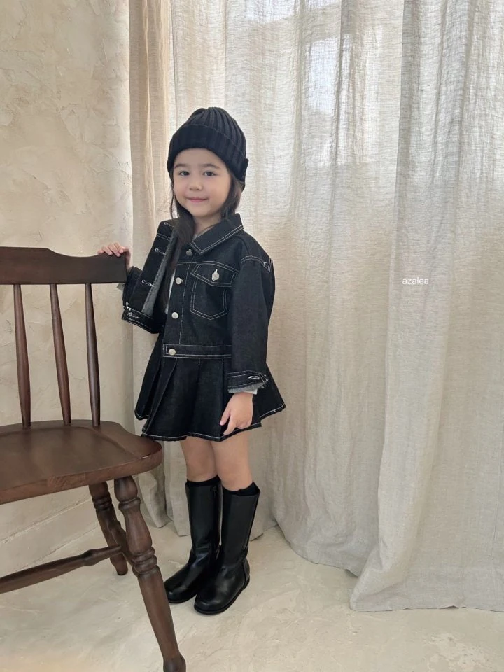 Azalea - Korean Children Fashion - #toddlerclothing - Stitch Denim Skirt - 8