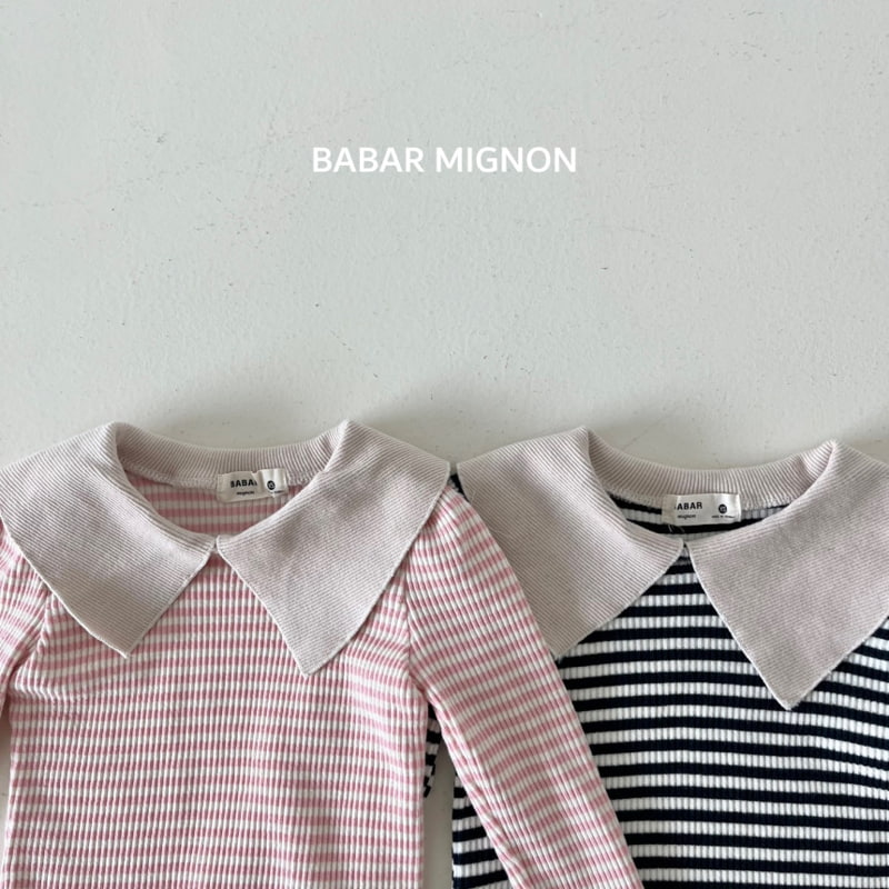 Babar Mignon - Korean Children Fashion - #Kfashion4kids - Stripe Collar Tee - 10