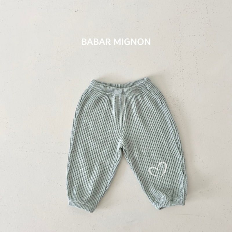 Babar Mignon - Korean Children Fashion - #childrensboutique - Heart Waffle Jogger Pants - 2