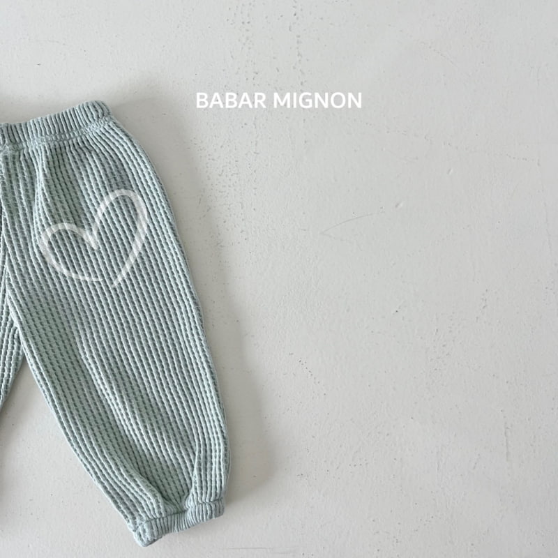 Babar Mignon - Korean Children Fashion - #designkidswear - Heart Waffle Jogger Pants - 3