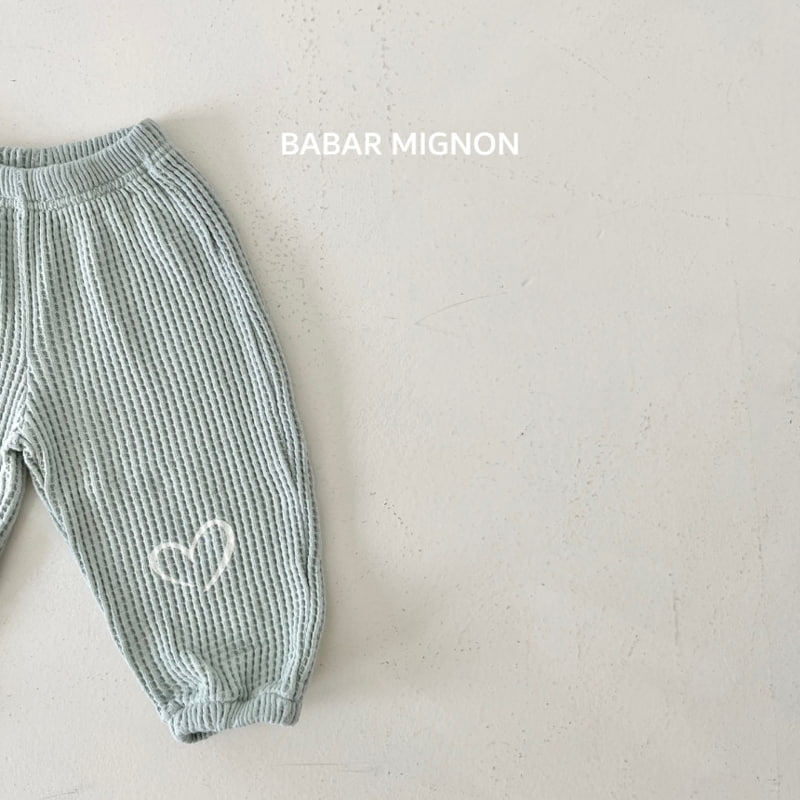 Babar Mignon - Korean Children Fashion - #designkidswear - Heart Waffle Jogger Pants - 4