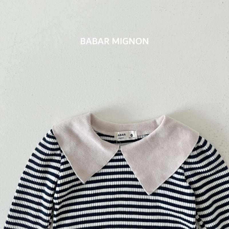 Babar Mignon - Korean Children Fashion - #fashionkids - Stripe Collar Tee - 6