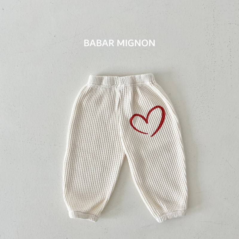 Babar Mignon - Korean Children Fashion - #fashionkids - Heart Waffle Jogger Pants - 5