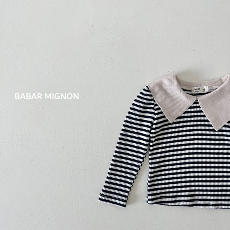 Babar Mignon - Korean Children Fashion - #kidsshorts - Stripe Collar Tee - 7