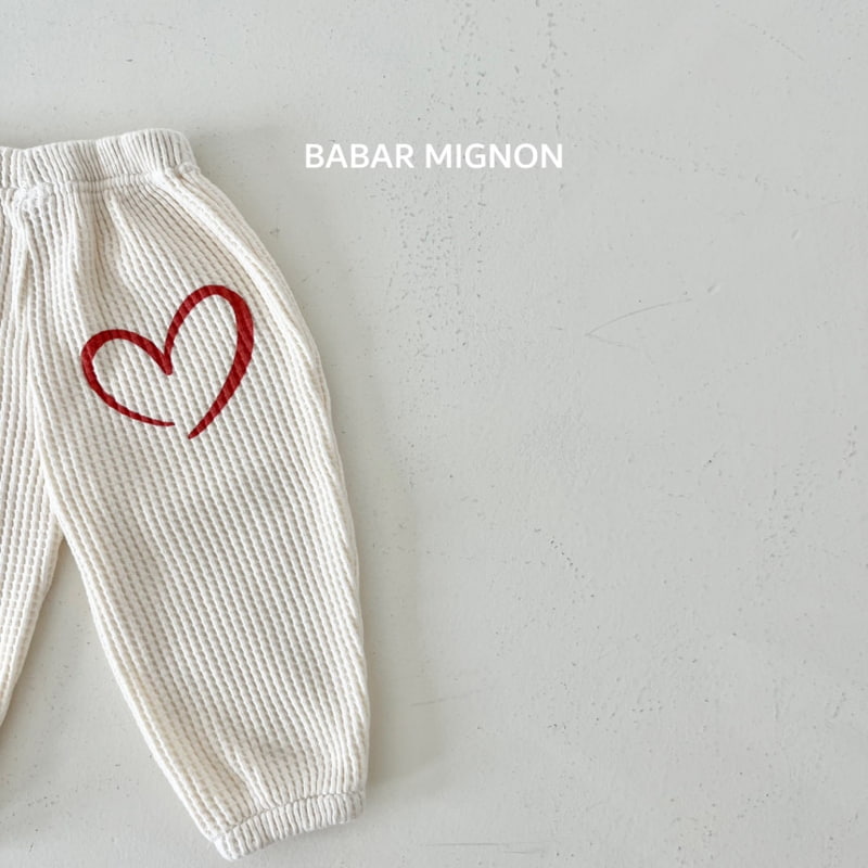 Babar Mignon - Korean Children Fashion - #kidsshorts - Heart Waffle Jogger Pants - 6