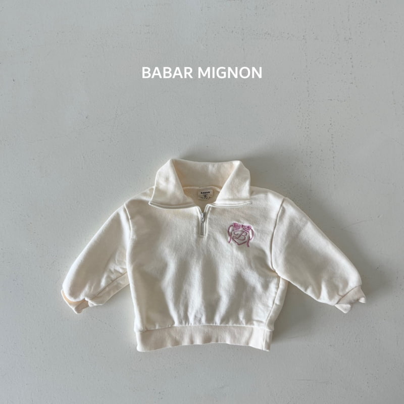 Babar Mignon - Korean Children Fashion - #kidsshorts - Logo Heart Zip-up - 3