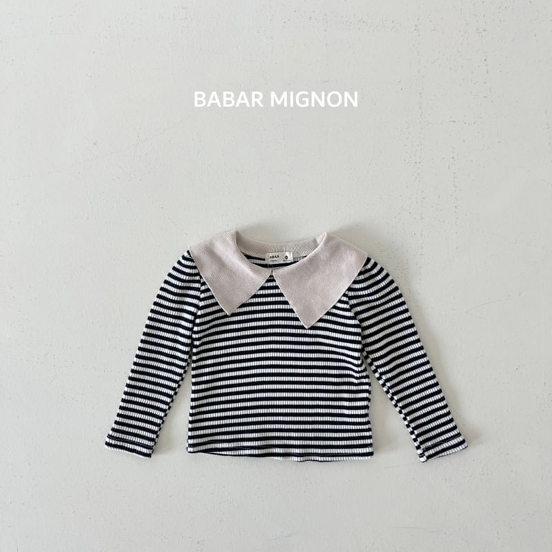 Babar Mignon - Korean Children Fashion - #kidsstore - Stripe Collar Tee - 8