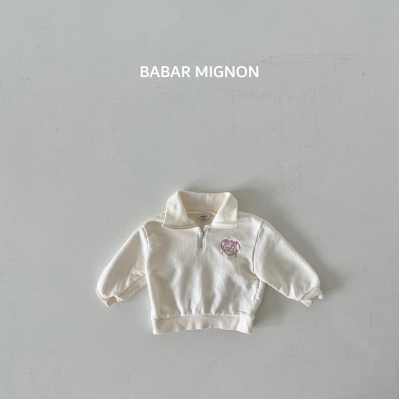 Babar Mignon - Korean Children Fashion - #kidsshorts - Logo Heart Zip-up - 4