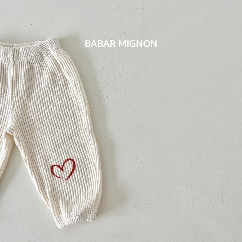 Babar Mignon - Korean Children Fashion - #kidzfashiontrend - Heart Waffle Jogger Pants - 8