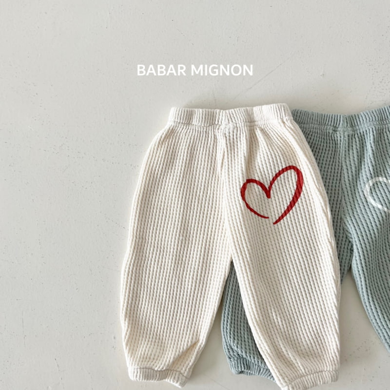 Babar Mignon - Korean Children Fashion - #minifashionista - Heart Waffle Jogger Pants - 12