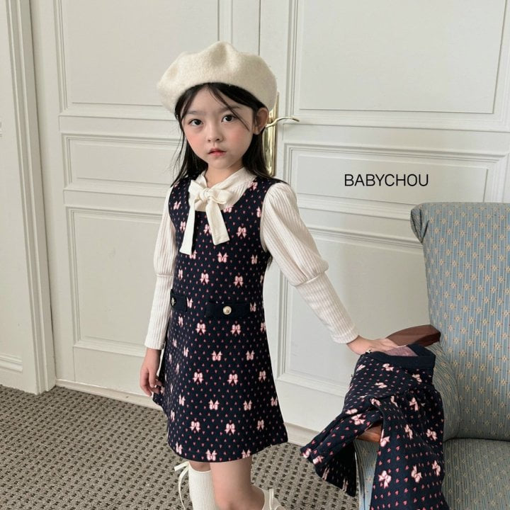 Babychou - Korean Children Fashion - #Kfashion4kids - Ribbon Tie Puff Tee - 6