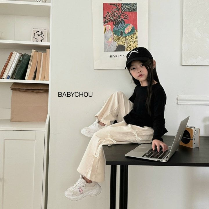 Babychou - Korean Children Fashion - #kidzfashiontrend - Wide Ribbon Pants - 4