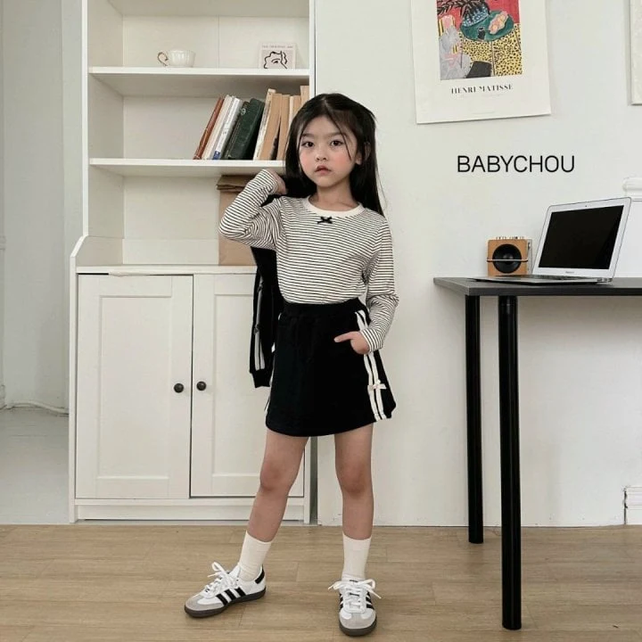 Babychou - Korean Children Fashion - #childofig - Melton Stripe Tee - 9