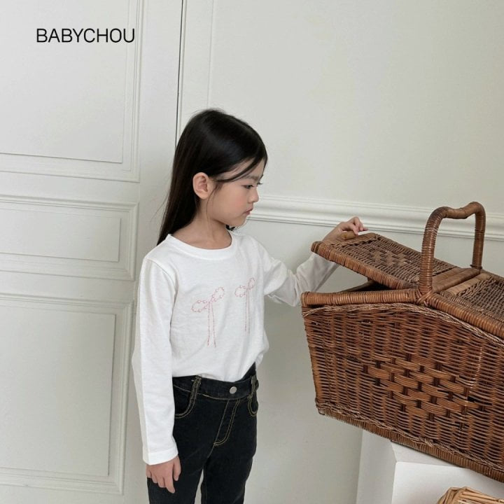 Babychou - Korean Children Fashion - #childofig - Bloom Ribbon Tee - 7