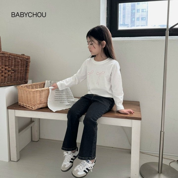 Babychou - Korean Children Fashion - #designkidswear - Bloom Ribbon Tee - 9