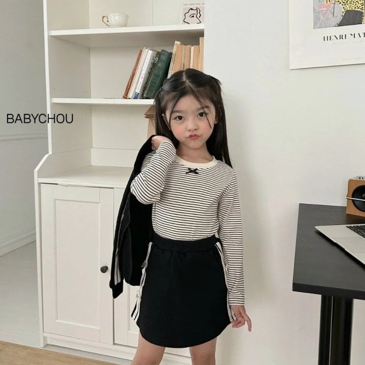 Babychou - Korean Children Fashion - #discoveringself - Melton Stripe Tee - 12