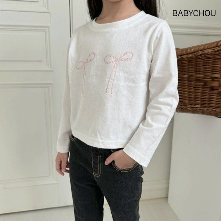 Babychou - Korean Children Fashion - #discoveringself - Bloom Ribbon Tee - 10