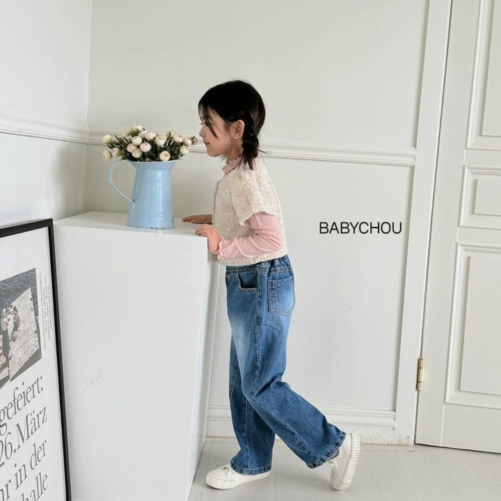 Babychou - Korean Children Fashion - #discoveringself - Diagonal Denim Pants - 6